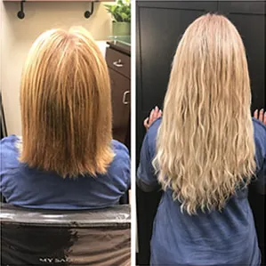 Before and after: 7-star bead extensions with a natural medium wave